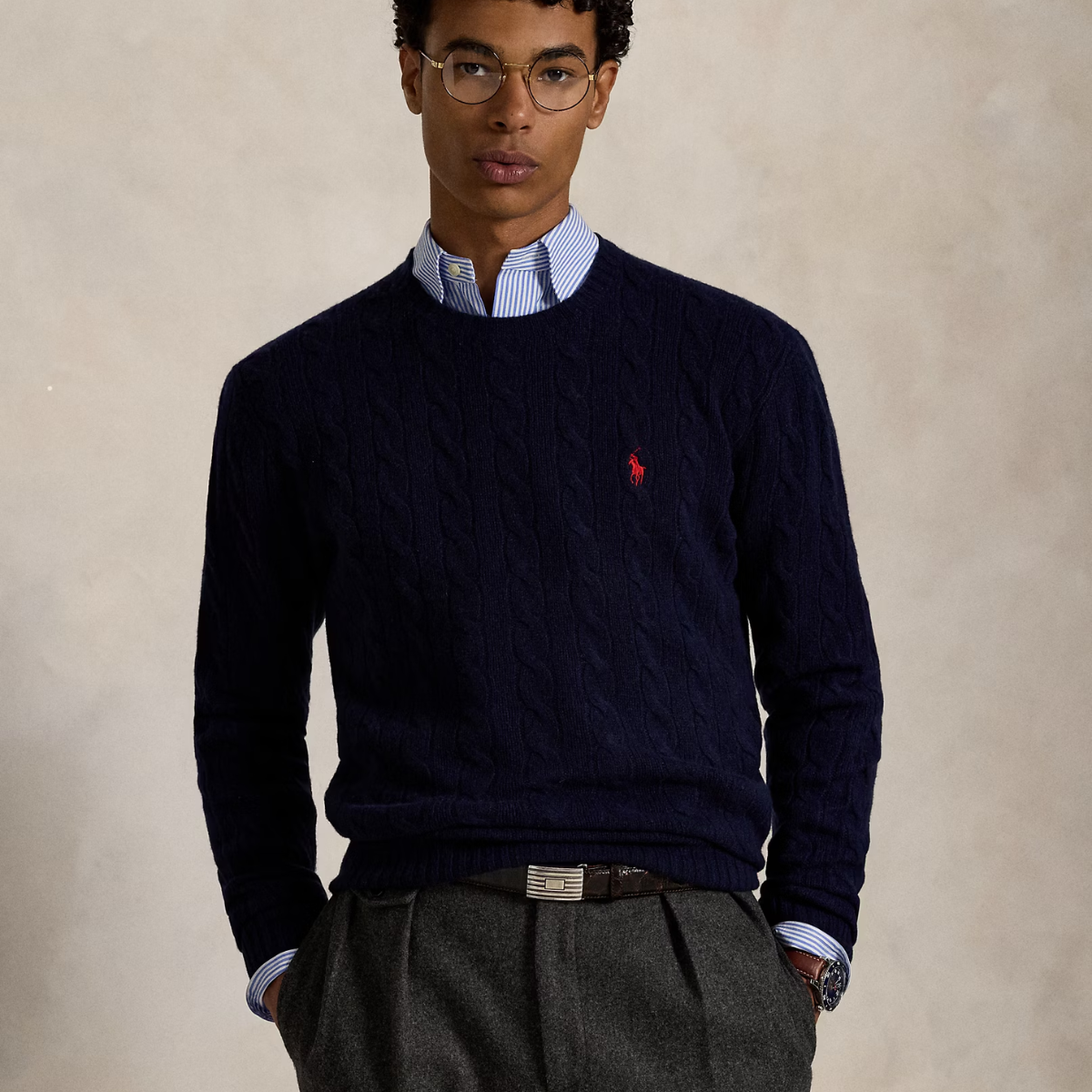 Pull en Laine et Cachemire à Motif Torsadé