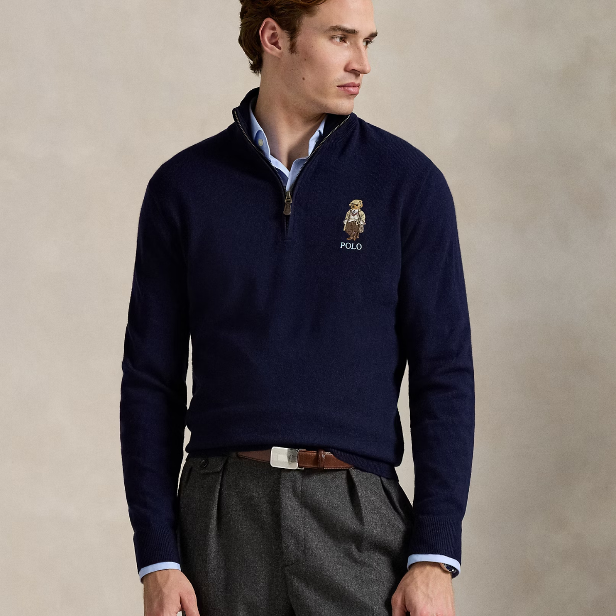 Polo Bear Wool Quarter-Zip Jumper