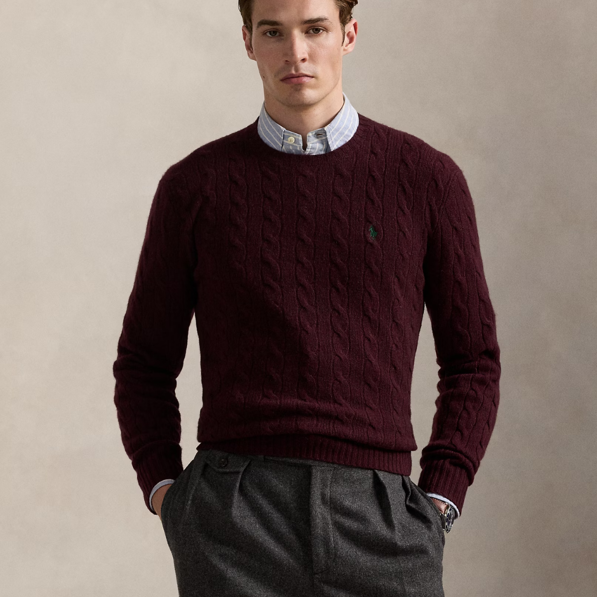 Pull en Laine et Cachemire à Motif Torsadé