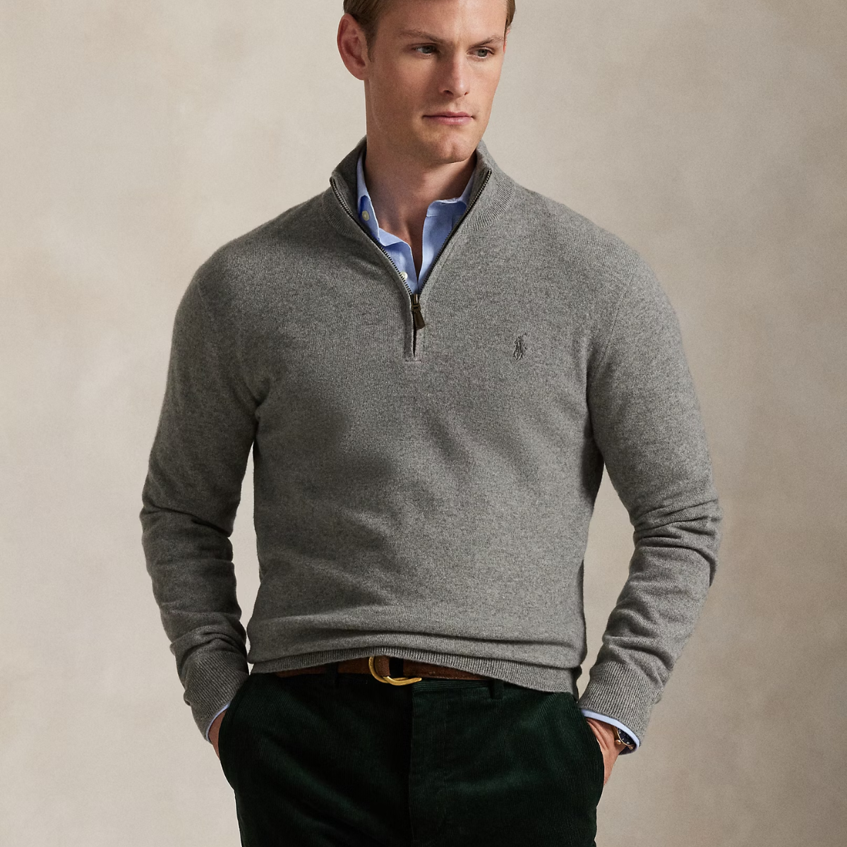 Pull en Laine à Fermeture Éclair Quart